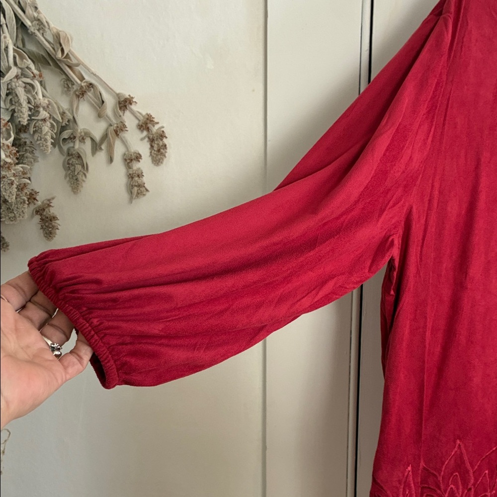 Ruby Rd. Rich Red Button-Up Blouse - Picture 4 of 8